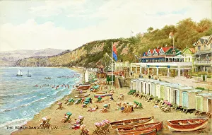 Deckchairs Prints: Beach at Sandown, Isle of Wight