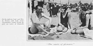 Deauville Prints: A beach scene at Deauville with Lady Louis Montbatten, 1926
