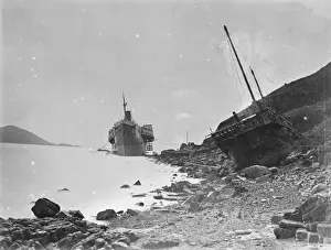 Beached Prints: Beached paddle steamer. China