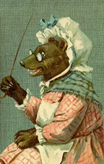 Bear with stick by g h Thompson