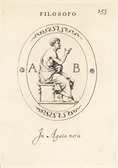 Bearded male philosopher gesturing while disputing