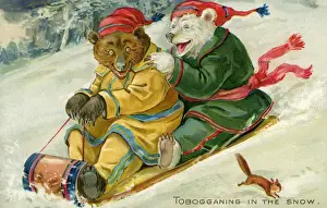 Toboggan Prints: Bears on a toboggan