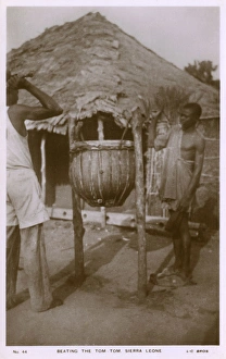 Drumming Collection: Beating the tom-tom, Sierra Leone, West Africa