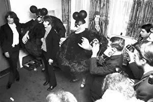 The Beatles at the PR launch of Yellow Submarine (the name of both an LP album and an animated film). Date: late 1960s