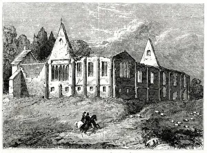 Manor Prints: Beaurepaire Abbey (or Bear Park), County Durham, a ruined manor house near where