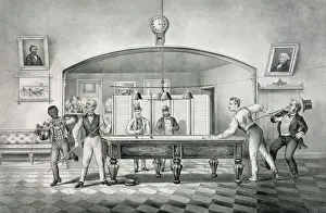 Beauties Prints: The beauties of billiards: a carom on the dark red