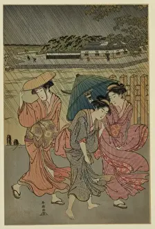 Three beauties in the rain