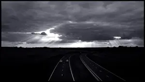 Dual Prints: Beautiful sky over a dual carriageway, Hertfordshire, Englan
