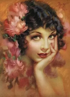 Lip Stick Gallery: Beautiful woman surrounded by roses