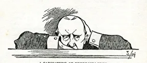 Beerbohm Tree, cartoon of actor watching rehearsal