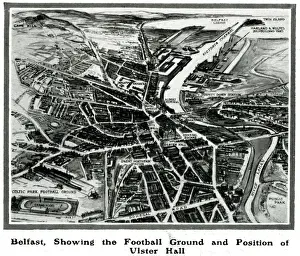 Overview Prints: Belfast, 1912, showing the football ground & Ulster Hall