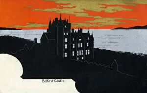 Dusk Collection: Belfast Castle on the slopes of Cavehill Country Park, Belfast, Northern Ireland. Date: circa 1909