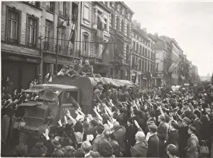 Brussels Prints: Belgian Brigade enter Brussels, WW2