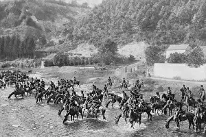 Belgian cavalry watering their horses