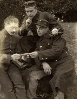 Brichington Prints: Three Belgian hospital patients in the garden