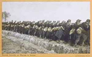 Ranks Prints: Belgian Infantry in action at Malines - WWI