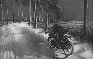 Despatch Prints: Belgian motorcycle despatch rider, 1914