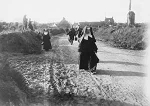 Nuns Prints: Belgian nuns and others, Adinkerke, Belgium, WW1