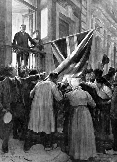 Images Dated 18th April 2004: Belgian people kissing the Union Jack