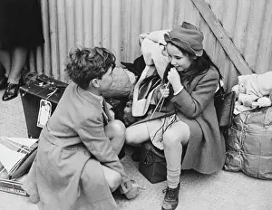Refugees Prints: Belgian refugee children WWII