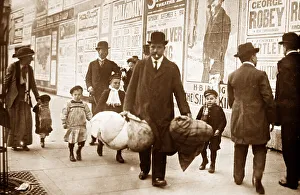 Refugees Prints: Belgian refugees arriving in London during WW1