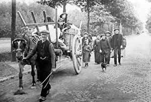 Antwerp Collection: Belgian refugees on the road to Antwerp during WW1