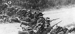 Belgian soldiers defending a road, WW1