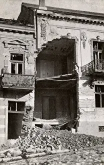 Belgrade Prints: Belgrade, Serbia - Damage to houses on Knez Mihailova Street