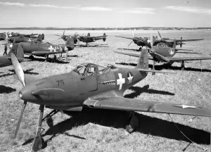 1970s 1980s Prints: Bell P-39D Airacobras and Lockheed P-38E Lightnings