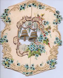 Embossed Prints: Bells and flowers on a Christmas card
