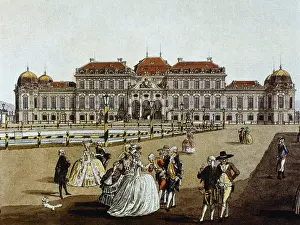 Urbanism Prints: Belvedere Palace. Vienna. Austria. Engraving. Colored. 1785