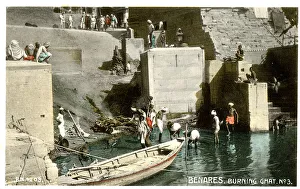 Hinduism Collection: Benares, India, burning Ghat, cremation by the Ganges