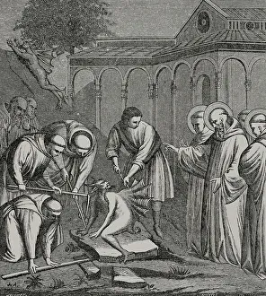 Satan Prints: Benedict of Nursia (480-547). Italian Christian