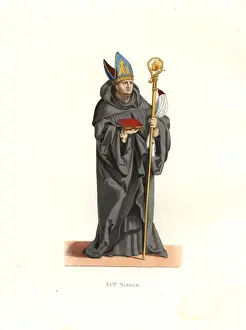 Chevignard Prints: Benedictine abbot, 16th century, carrying a
