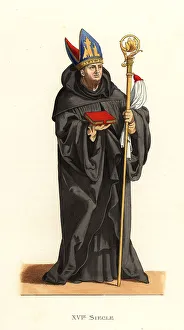 Edmond Lechevallier Chevignard Prints: Benedictine abbot, Germany, 16th century