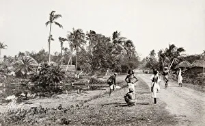 Recreation Prints: Bengal village scene, near Calcutta, Kolkata, India