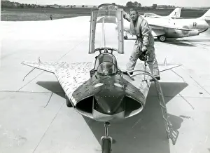 Bengt R. Olow, Saab?s Chief Test Pilot, with the Saab 210