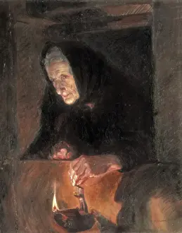 Older Prints: BENLLIURE ORTIZ, Jos頨1884-1916). The Oil Lamp