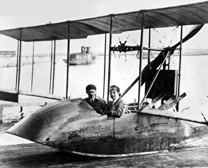 Worlds Prints: Benoist flying boat and pilot Tony Jannus Sp Petersburg