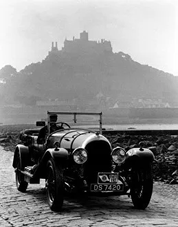 Misty Collection: Bentley car at St Michaels Mount, Cornwall