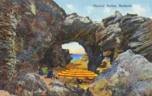 Sunshade Prints: Bermuda - Natural Rock Arches on the beach