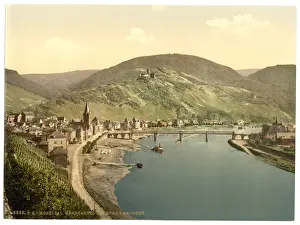 Moselle Prints: Bernkastel (i. e. Bernkastel-Kues) and Burg Landshut, Mosell