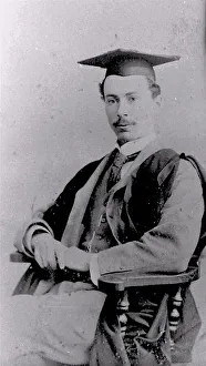 Bertrand Russell, 3rd Earl Russell (1872-1970), British philosopher and author. Studio portrait in academic gown and mortar board, around the time he went to Cambridge University to read for the Mathematical Tripos at Trinity College