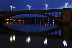 Northumberland Gallery: Berwick-upon-Tweed bridges at night
