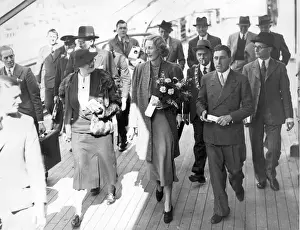 Beryl Markham (1902-1986) on her arrival back in the UK