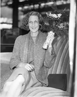 Aboard Prints: Beryl Markham (1902-1986) on her arrival back in the UK