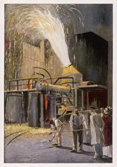 A Bessemer converter in a German steelworks