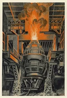 Flames Collection: Bessemer converter in Longwy steelworks, France
