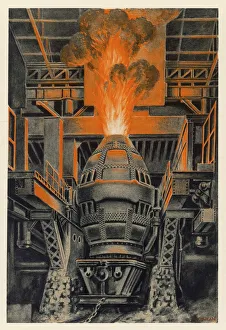 Steel Gallery: Bessemer converter in Longwy steelworks, France