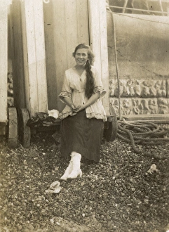 Images Dated 19th May 2017: Bessie Benson photographed in front of her Bathing Machine